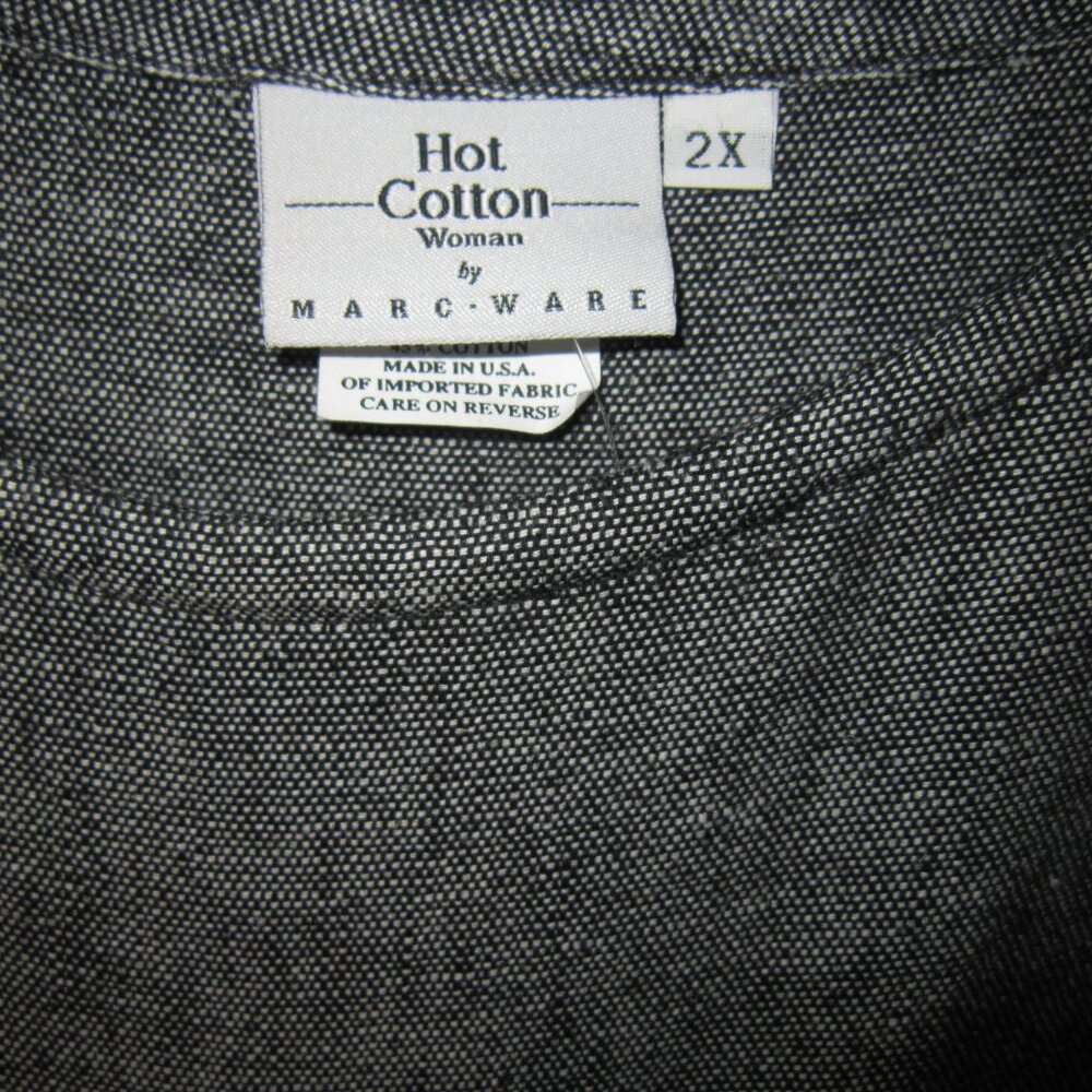 Hot Cotton Woman Plus New 2X Top Blouse Shirt Linen Cotton Tweed 3/4 Slv Popover - Picture 3 of 3